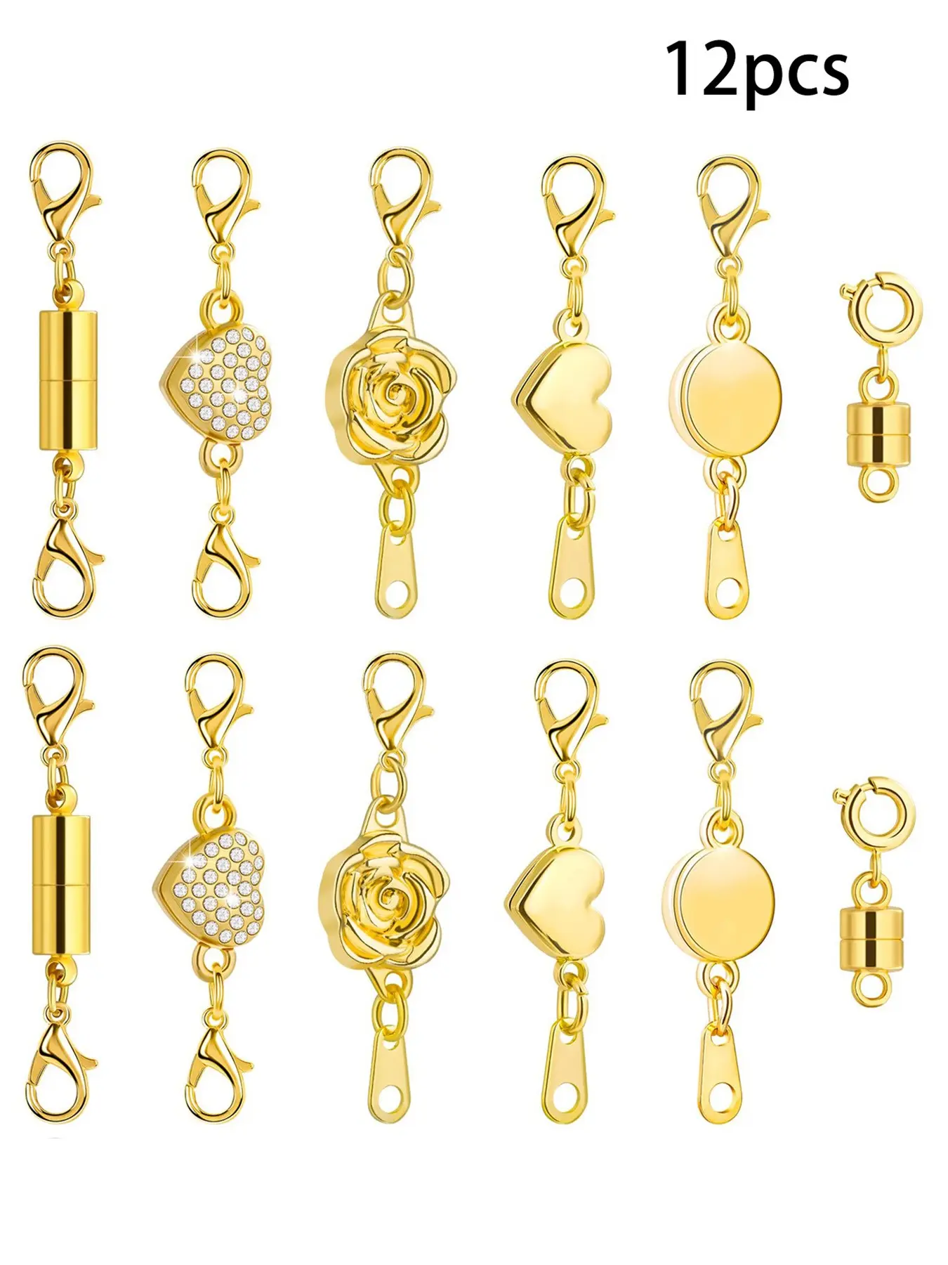 12pcs Magnetic Necklace Clasps and Buckles, Locking Magnetic Jewelry Clasp, Magnetic Necklace Extender, Necklace Clasp Helper, Adjustable Clasp, Clasps for Jewelry Making, DIY Jewelry Accessories