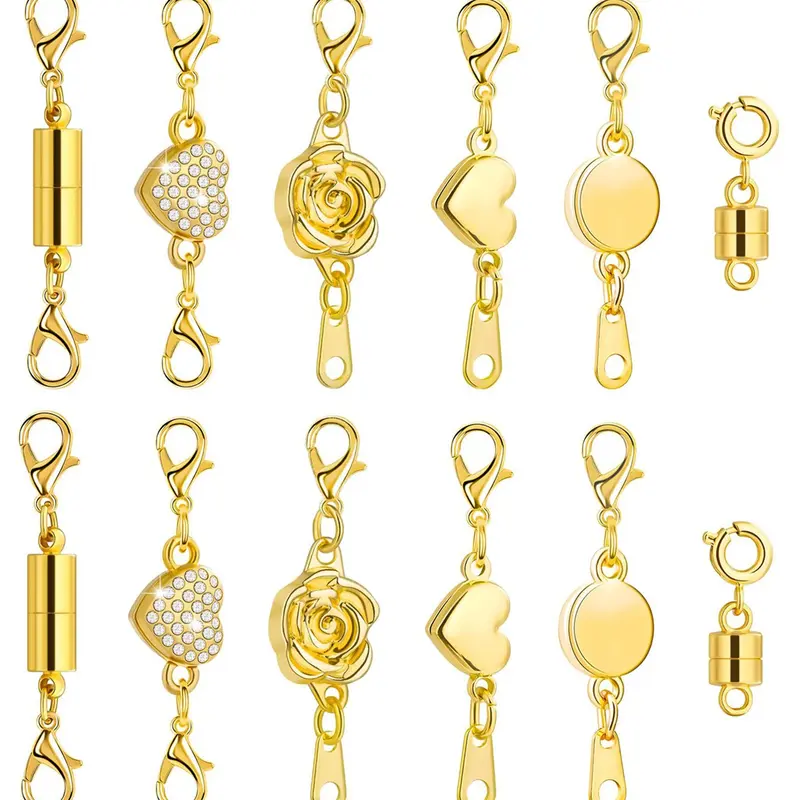 12pcs Magnetic Necklace Clasps and Buckles, Locking Magnetic Jewelry Clasp, Magnetic Necklace Extender, Necklace Clasp Helper, Adjustable Clasp, Clasps for Jewelry Making, DIY Jewelry Accessories