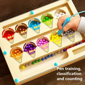 Wooden Magnetic Maze Beads - Magnetic Building & Magnetic Control Game for Ages 3+, Educational Toy Suitable for Hand-Eye Coordination, Christmas & New Year Gifts (Multicolor)