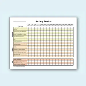 10 Anxiety Tracking Templates, Monthly Mood Symptom Tracker, Mental Health Management Tool, Self-Healing Record Book, Counseling Aid