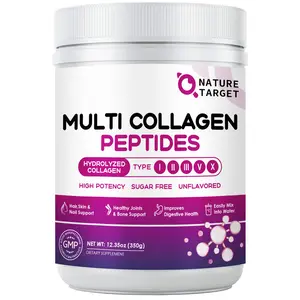 Multi Collagen Peptides Powder with Vitamin C Hyaluronic Acid - Supports Skin Hair Nail & Joint - 50 Servings - Dietary Edible Beauty Fitness Optimum High Potency Supplement Healthcare nutr fol biotin