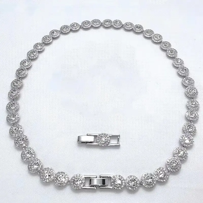 Elegant Tennis Chain Necklace, Sparkling Rhinestone Adjustable Choker, Fashionable chain decorated, Fashion Jewelry for Parties and Daily Wear, Daily Clothing Decor, Trendy All-match & Exquisite Jewelry for Birthday Gifts, Rhinestone Decorated Necklace