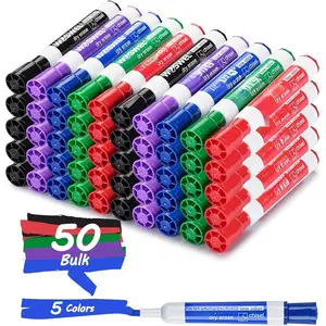 Dry Erase Markers, Chisel Tip Whiteboard Markers, Low Odor Thick Dry Markers, 50 Bulk 5 Assorted Colors (Black/Blue/Red/Green/) for Teachers, Classroom, Office &  Use