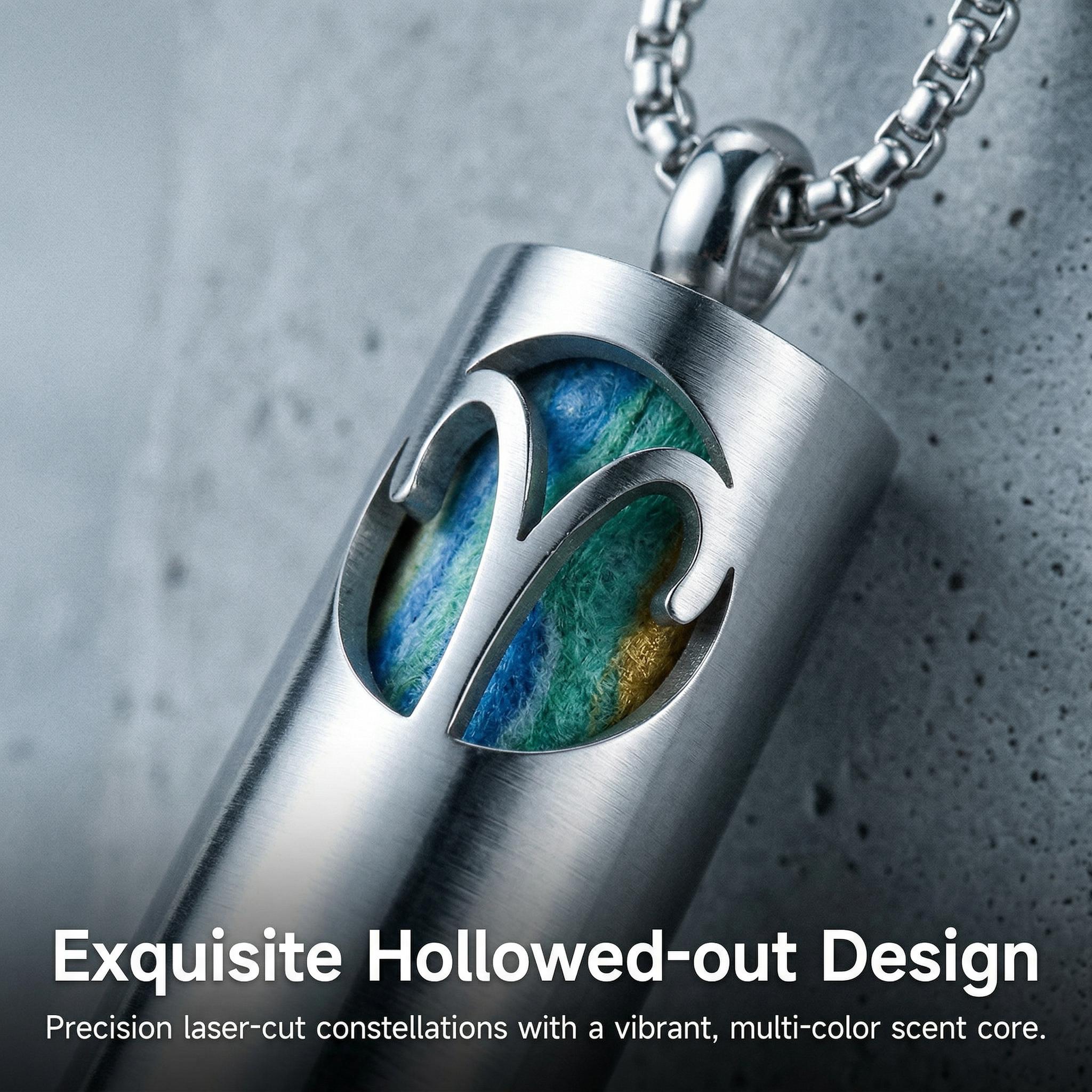 Necklace with 12 Zodiac Signs for Men and Women Aromatherapy Essential Oil Diffuser Pendants Adjustable Waterproof Hypoallergenic Gifts for Astrology Enthusiasts