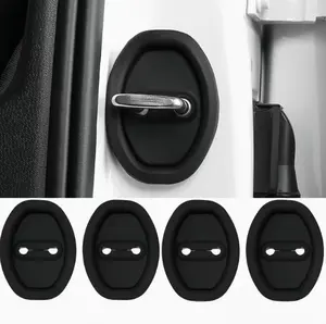 8PCS Black Circular Silicone Car Door Lock Protectors - Shock Absorbing Noise Reducing, Universal Fit for All Vehicles, Durable Interior Protection