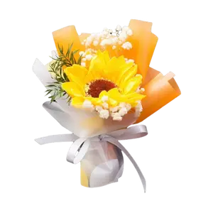 Sunflower Yellow Mini Bouquet - Elegant Floral Arrangement in Soft Yellow Flowers for Home Decor decorative  bouquet
