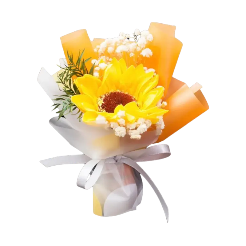 Sunflower Yellow Mini Bouquet - Elegant Floral Arrangement in Soft Yellow Flowers for Home Decor decorative  bouquet