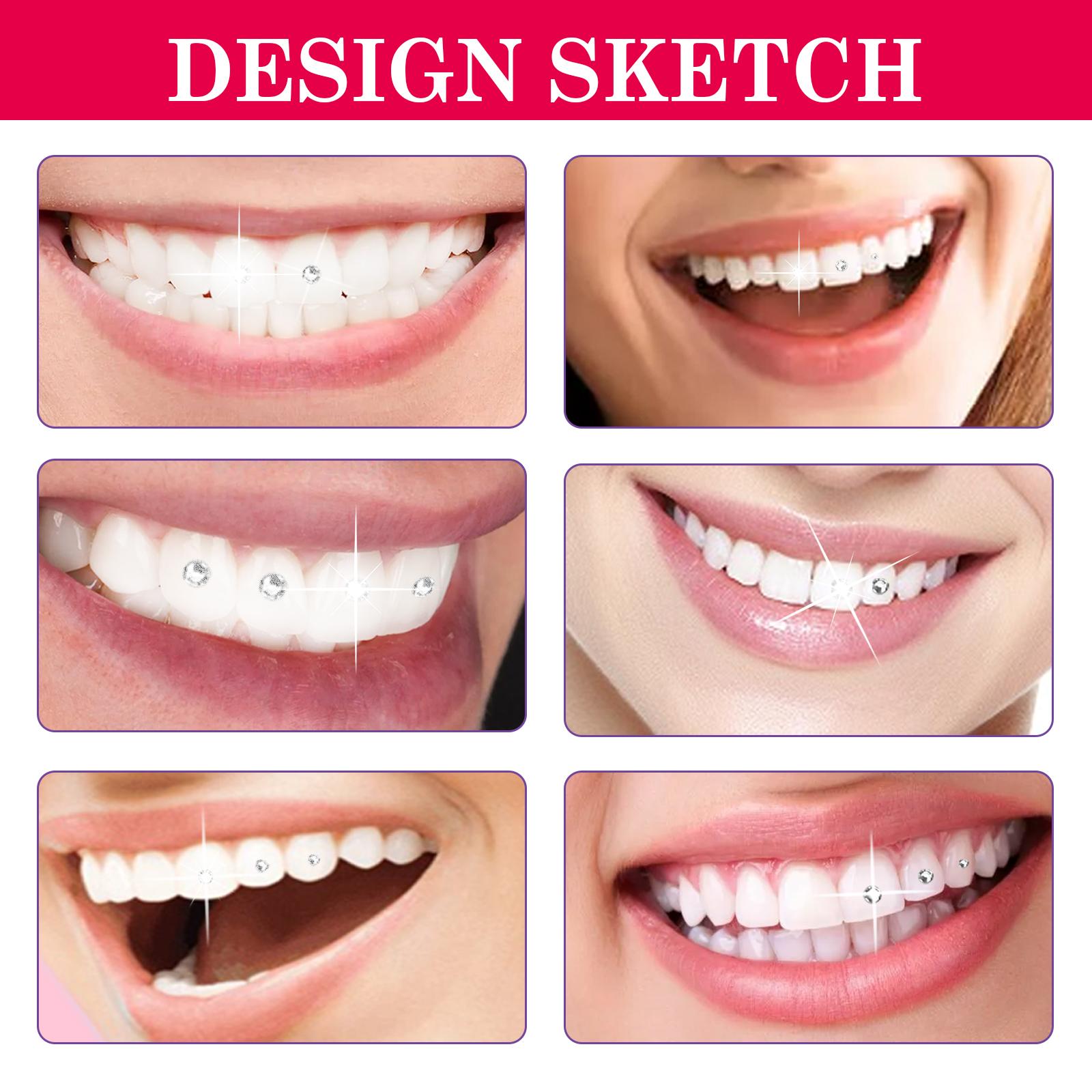 TikTok Shop Teeth Gems Kit  Detachable Easy Install Crystal Tooth Jewels Shiny Stickers for Daily Use Party Accessory