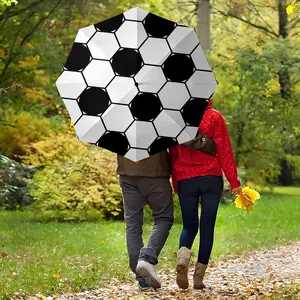 Hexagon Geometric Pattern Umbrella, Automatic Open Close, Durable Iron Frame, Portable Folding Design, Suitable for All Seasons