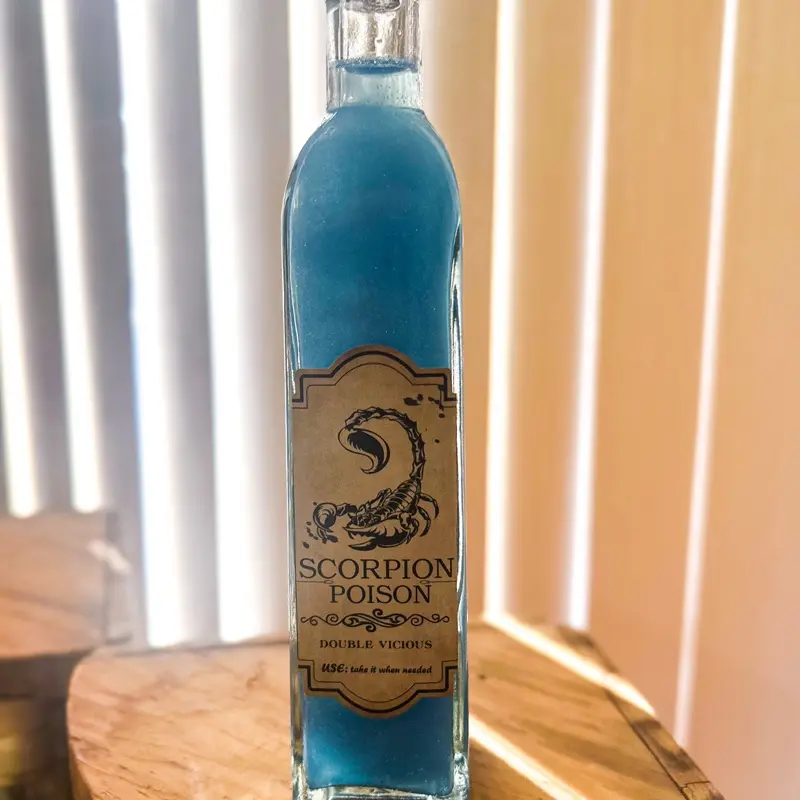 Katie’s Potion Bottles, Scorpion poison Potion  Bottle, blue Potion, Witchy Potion, Fantasy Decor