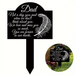 1pc Acrylic Memorial Garden Pile - Remembering Dad Tombstone Plaque for Cemetery Decoration, Easy to Use, Acrylic Cemetery Marker, Outdoor Courtyard Cemetery Decoration, Christmas Decoration