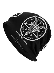 BAPHOMET SIGIL of SATAN The OCCULT Cartoon Beanie Cap Skull Cap for Men - Gothic Occult Design with Luciferian Symbols, &, Warm Winter Hat for Adults