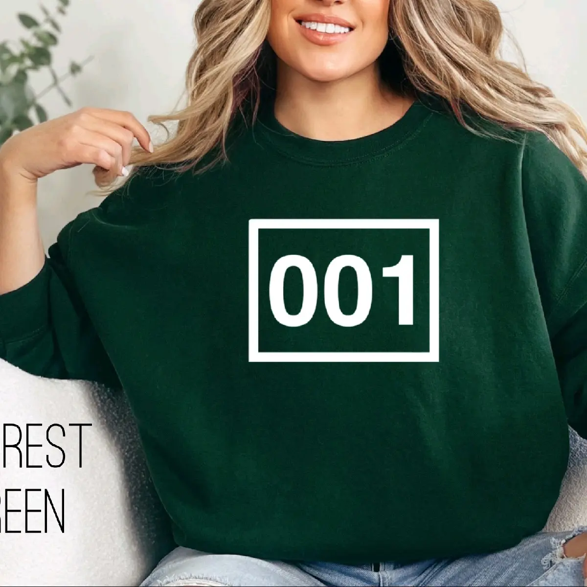 Squid  Choose Your Game Number, Calamar 001 Games Sweatshirt - Super Soft Fleece Crewneck for Women - Cotton, Polyester