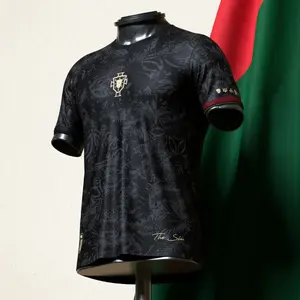 Premium Black Gold Ronaldo #7 Soccer Jersey, Portugal Football Shirt, Luxury Pattern Fan Apparel Unisex Athletic Top