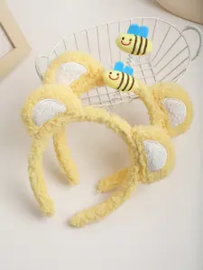 Cute Cartoon Sheep Plush Bear Ears Headband, Spring Design Bee Hair Band, Simple Funny Pressed Hair Accessories for Daily Makeup