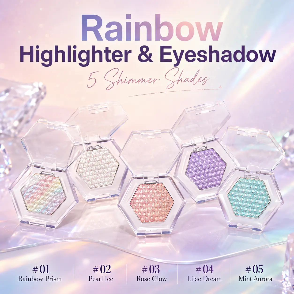 Rainbow Highlighter & Eyeshadow Palette – Sparkly Shimmer Glitter – High Pigmented Talc Free – Long Lasting Outdoor Fun – Multi-Use Colorful Makeup for Face Eyes – Pride Party Festival