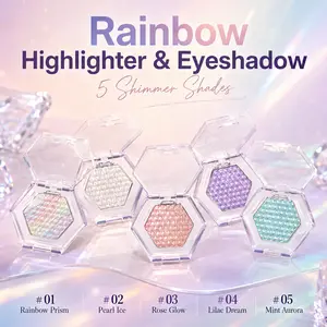 Rainbow Highlighter & Eyeshadow Palette – Sparkly Shimmer Glitter – High Pigmented Talc Free – Long Lasting Outdoor Fun – Multi-Use Colorful Makeup for Face Eyes – Pride Party Festival