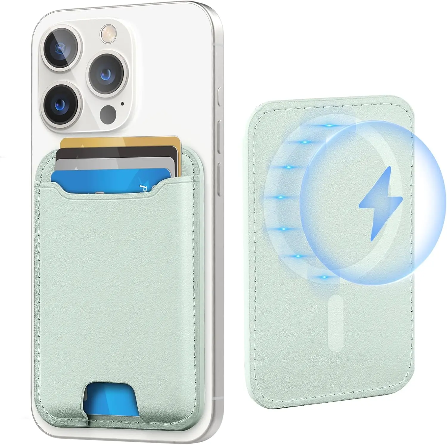 Magnetic Wallet Card Holder for IPhone Leather Magnetic Phone Wallet with Powerful Magnet, RFID Blocking, Fit 4 Cards Electronic Gadgets Camera Cellphone Smartphone Portable Durability Magnetic SummerWins