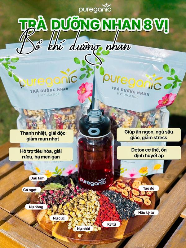 Tra Thao Moc PUREGANIC Herbal Tea - 30 Bags, jujube, goji berry