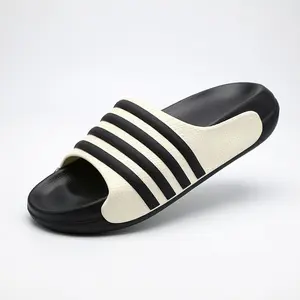 StripedEVA Platform Slide Sandals for Women and Men, Casual Slip On Summer Slippers, Thick Sole House Shower Slides, Comfort Footbed Indoor Outdoor Bathroom Beach Sandals, Lightweight Everyday Pool Slides,  Unisex Open Toe Walking Sandals