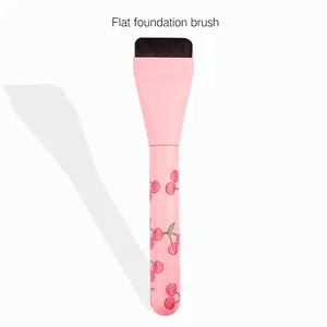 Single-tip foundation brush with cherry print rubber handle, seamless concealer brush for beginners, ultra-thin facial brush that doesn't absorb product, suitable for applying face masks