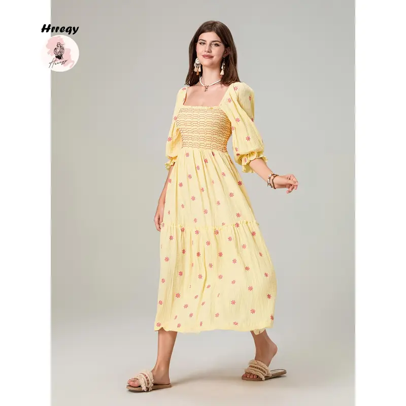 chinese dress ladies White Multicolor Thread Embroidery Long Dress Women Clothing 44