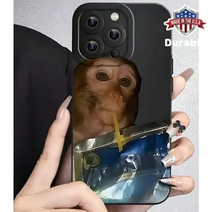 Funny Monkey Phone Case for Iphone 14 Promax 15 13Pro 12 11 X XR XSMAX Series Phone Case, Easter, Christmas, Girlfriend, Friends, Gift, Soft Shell Protective Case, Couple Phone Case