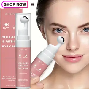 Rozino Collagen Retinol Eye Cream with Roller Ball, gently roll under the eye area for a soothing massage, a simple step in your morning and evening eye care routine 15ml
