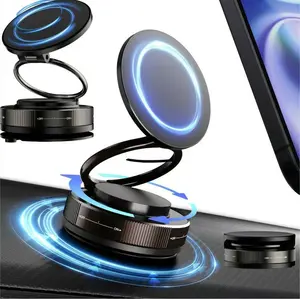 Magnetic Phone Stand, 360° Vacuum Magnetic Phone Holder,  Hands-Free ，for Gym/Mirror/Shower/Smooth Surface, Strong Suction Cup Magnetic Car Phone Holder for  All Smartphones & All Car Models adjustable