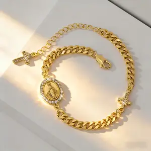 14K Vintage and elegant Virgin Maryreligious bracelet, suitable for women and men for daily wear, holidaywear,  gifts, and jewelry accessories.