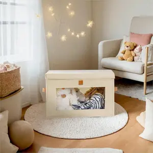 1 Large Wardrobe Foldable Storage Box - With Handles and Windows Clothing Storage Box, Lidded Foldable Decorative Box, Made of Durable Material, Moisture-Proof. Fabric Container for Living Room, Dormitory