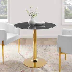 Modway Verne 35" Artificial Marble Dining Table in Gold Black