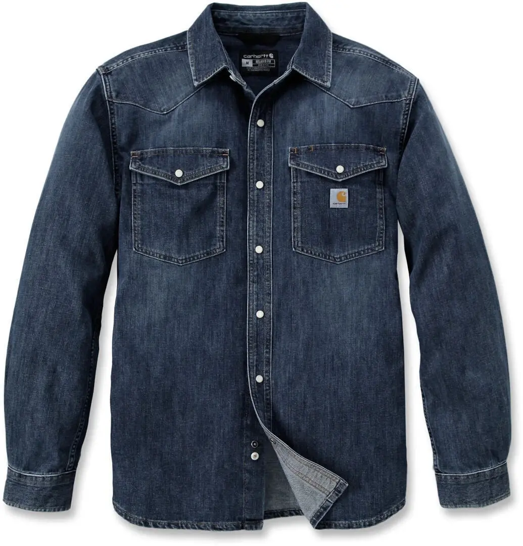 Carhartt Montana Shirt Men's Blue Denim Long Sleeve Snap Front Button Up POSH191