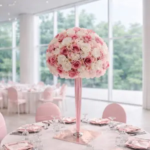 Set of 2 | 23.6″x 17.7″ Pink Artificial Silk Rose Ball  Decor Decorative Floral Flower Wedding Plants peonies  bouquet