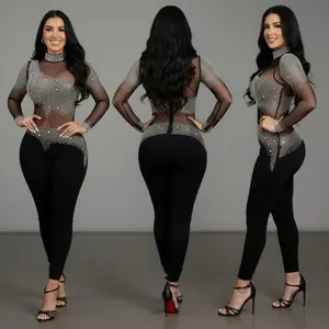 Galaxy Curve Luxe Rhinestone Jumpsuit – High Neck, Invisible Back Zipper, Ultra-Shiny Detailing