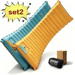 ZOOOBELIVES SET2Inflatable Camping Sleeping Pad, 4-Inch Thick Full Air Support, No Bottoming Out for Side Sleepers, Camping & Backpacking Mattress with Built-in Foot Pump, Durable & Compact – Airlive2000