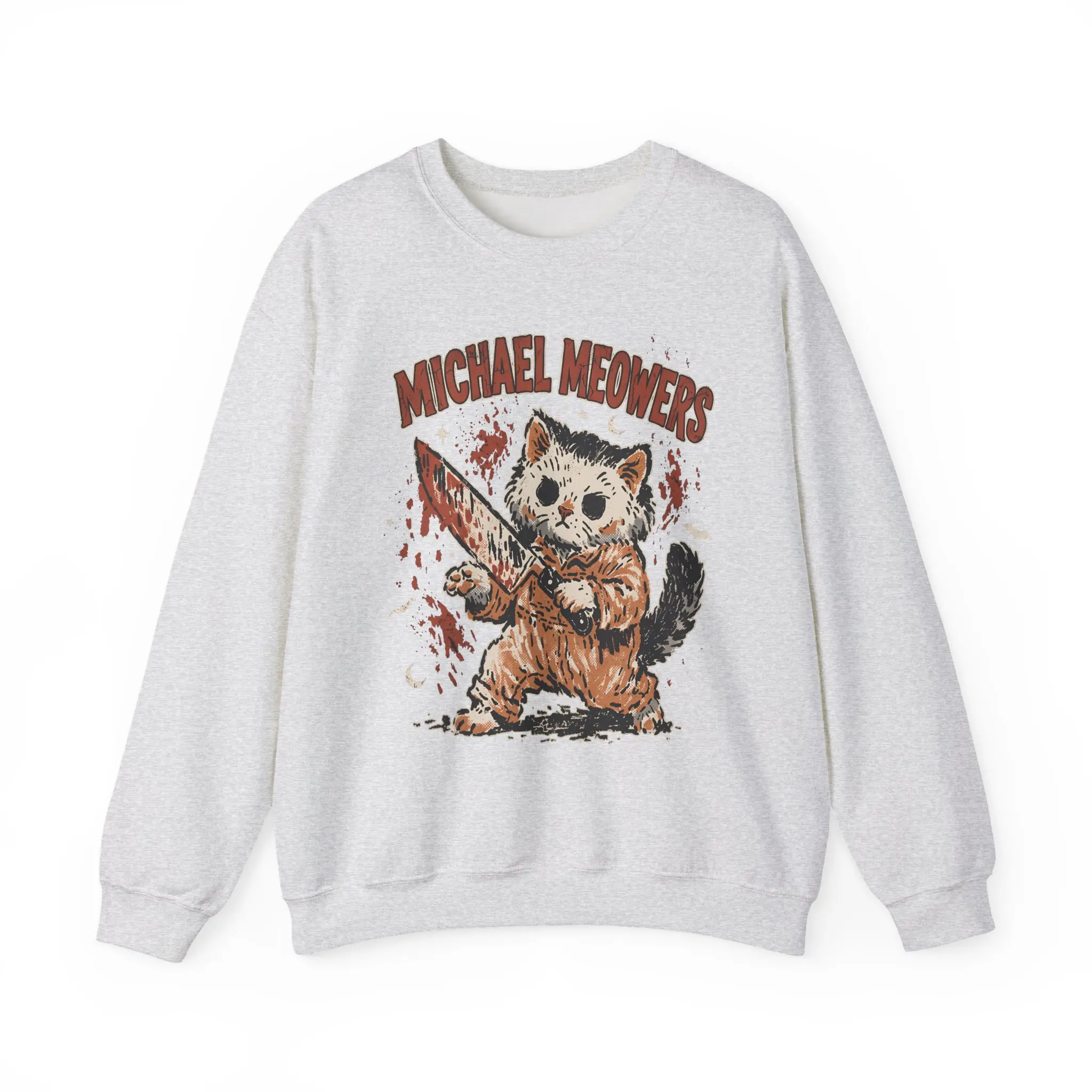 Michael Meowers Cat Sweatshirt | Funny Vintage Cat Graphic Crewneck | Cute Cat Lover Fall Sweatshirt Gift | Spooky Season Cat Halloween Crewneck | Unisex Oversized Sweatshirt
