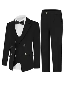 4-piece boys' suit set, Vest - suitable as a gift for boys, teenagers, weddings, graduation ceremonies, birthdays, and other occasions. Suitable for boys height 100-150cm, formal slim fit suit (excluding shirt) - XT8891