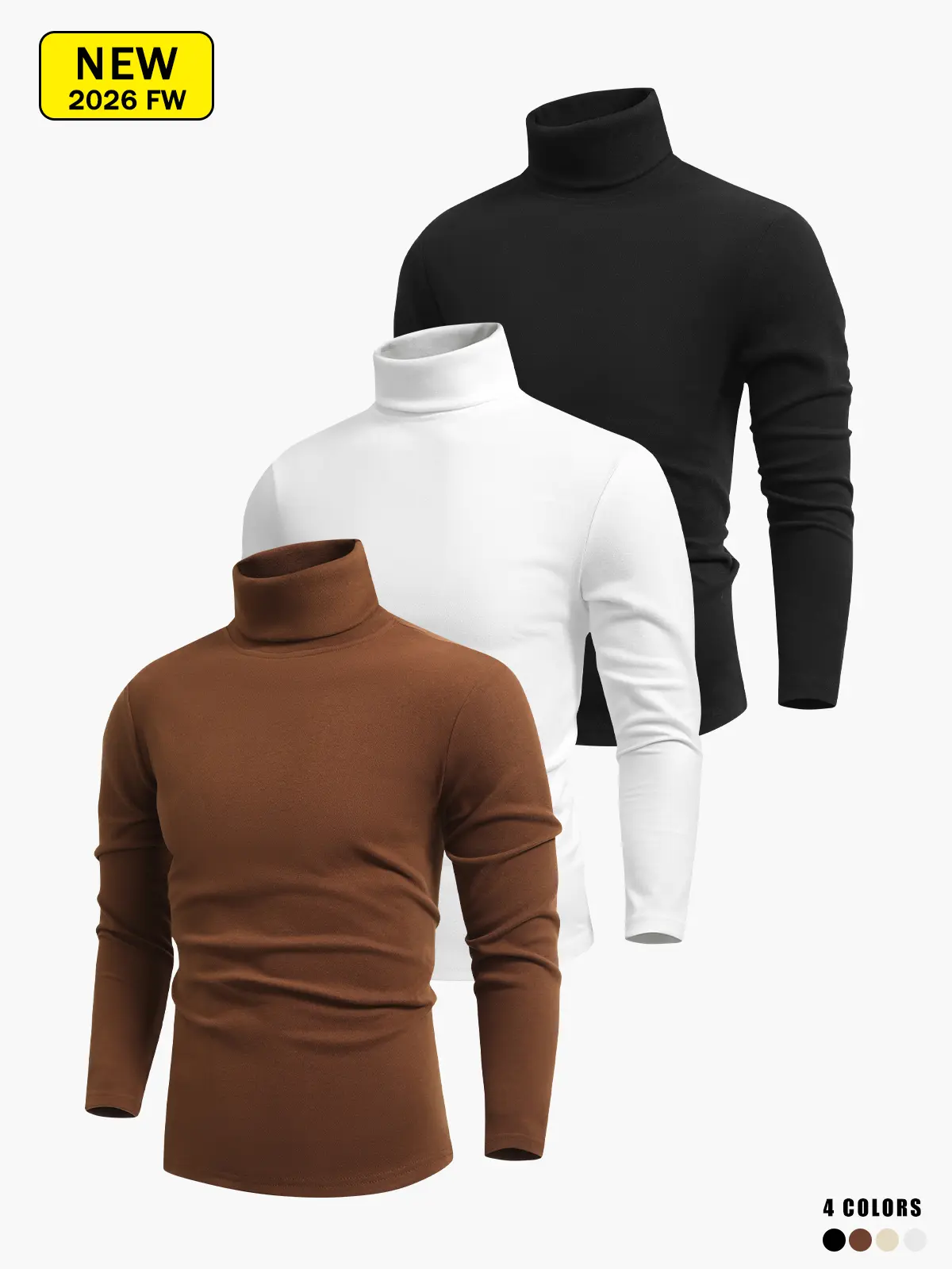 Men’s high-neck fleece sweatshirt, warm and soft fleece base layer, stretchy slim-fit close-fitting underwear, long-sleeve inner top for autumn and winter