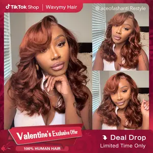[New Launch] Wavymy Copper Brown Layered Cut Body Wave Wear Go Glueless 7x5 Lace Wigs Human Hair Wigs  180% Density Pre-Cut Tiny Knots Pre-Plucked Natural Hairline 26 Inches