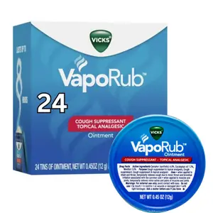 Vicks Cough Suppressant Topical Analgesic Ointment Travel size 0.45oz/12g each 24-Count