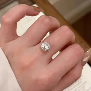 925 Silver Moissanite Ring with a Sense of Design, Light Luxury Transparent Line Invisible Mermaid's Tear Ring, Fish Line Diamond Ring for Women