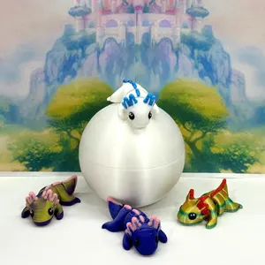 4pcs 3D Printed Mini Axolotl and Egg, Articulated Mini Axolotl Fidget Toy, Colorful Tiny Animal Toy, Executive Desk Toy, Home Decor MA002