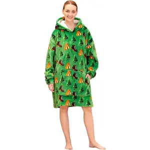 Wearable Blanket Hoodie for Adults,  Sherpa Fleece with Sleeves & Pockets, Soft Hooded Blanket for Men & Women