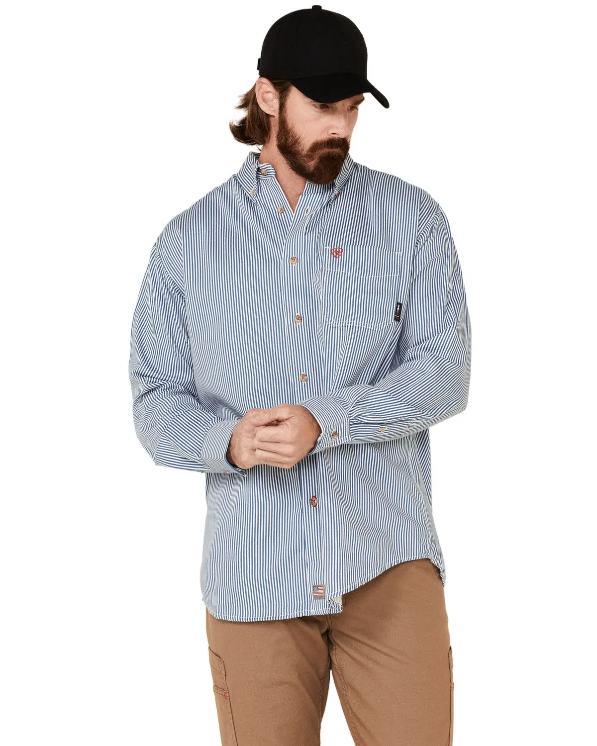 Ariat Men's Men'S Fr Striped Long Sleeve Button-Down Work Shirt Big - 10012250-Big