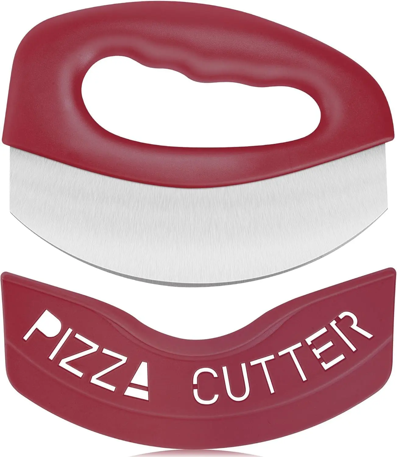 Urbanstrive Heavy-Duty Stainless Steel Pizza Cutter Rocker with Cover, Super Sharp Blade, Red Kitchen Gadget for Home Pizza Cutting Essentials
