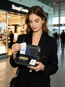 Portable Zippered Phone Clutch Wallet, Leather Wristlet with Card Slots & Phone Compartment, All-in-One Bag for Travel, Work & Daily Use