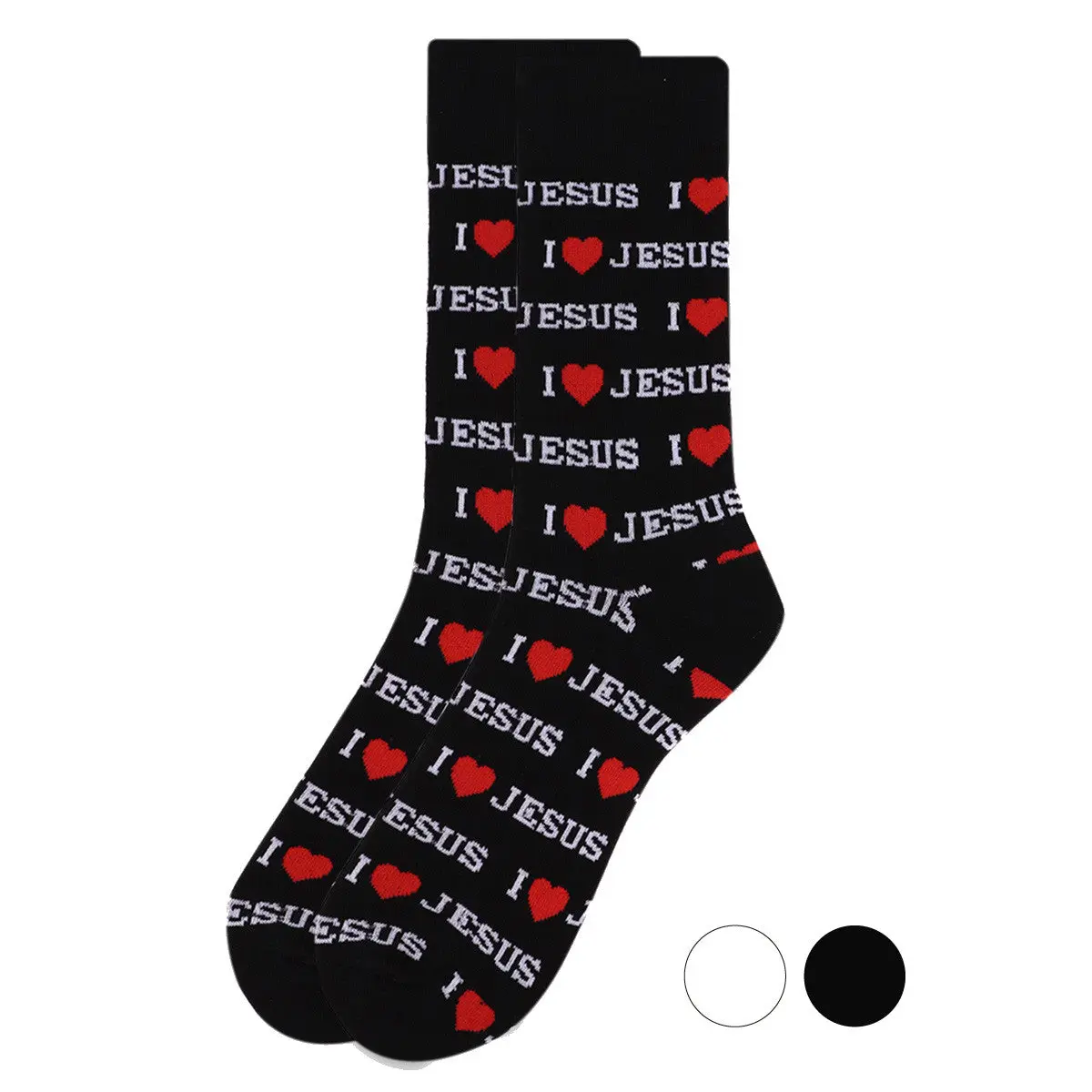 Men's "I Love Jesus" Novelty Cotton-Spandex Socks - Soft, Machine Washable Socks for Shoe Pairing