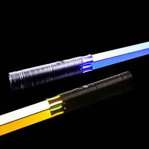 Metal Light up Saber RGB Laser Sword 15 Colors Change Light Sword Toy with Force Vibration Hitting Sound and Breathing Light Sword Toy for Gifts