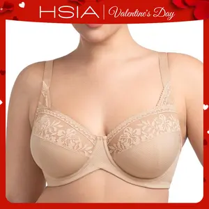 HSIA Luminous Bloom Plus Size Unlined Full Coverage Underwire No Padded Bra Support Lift Shaping for Larger Busts All Day Comfort